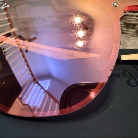 Ray-Ban Blaze Clubmaster Pink lenses and Gold accents